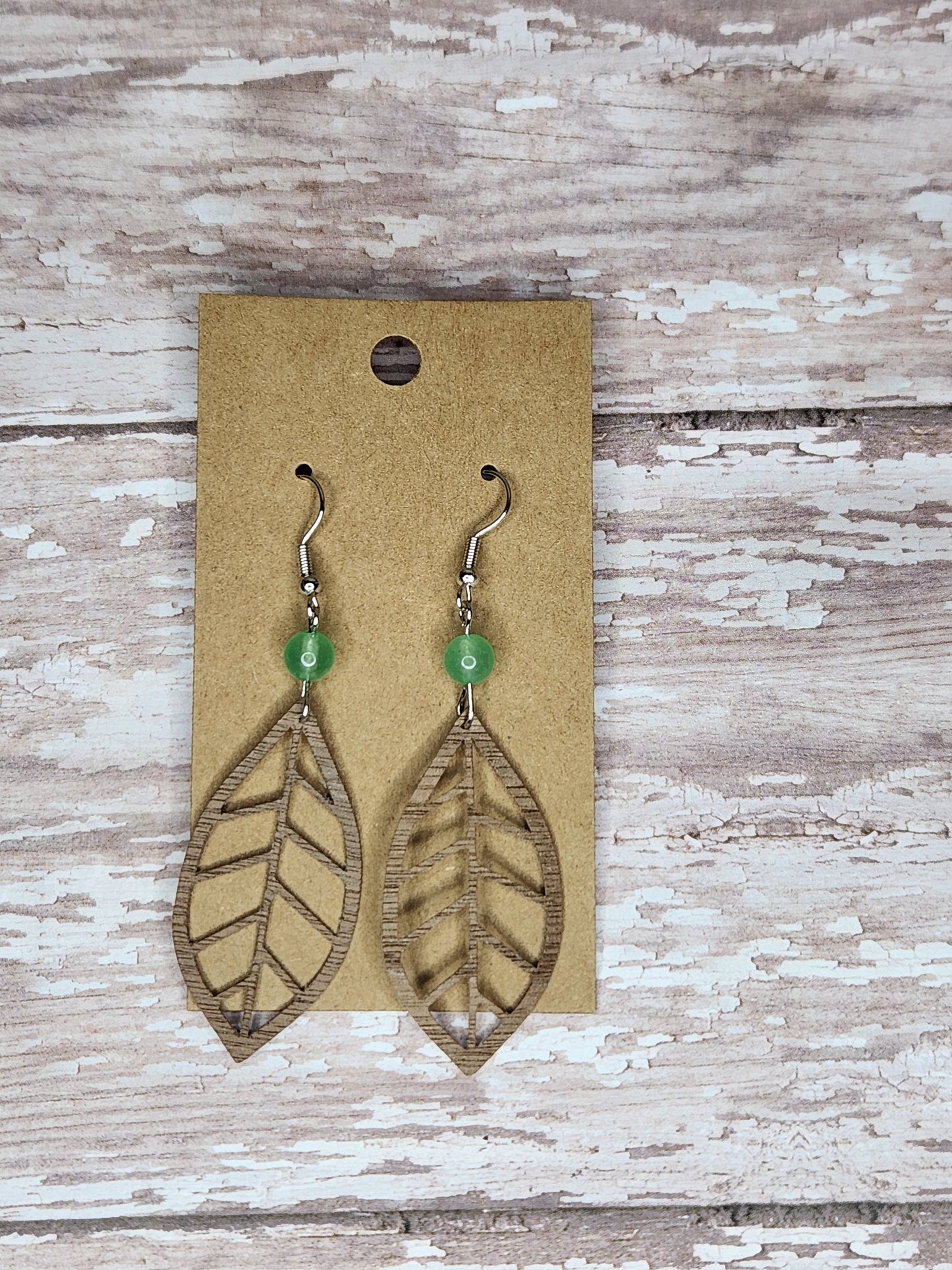 Wood Leaf Earrings