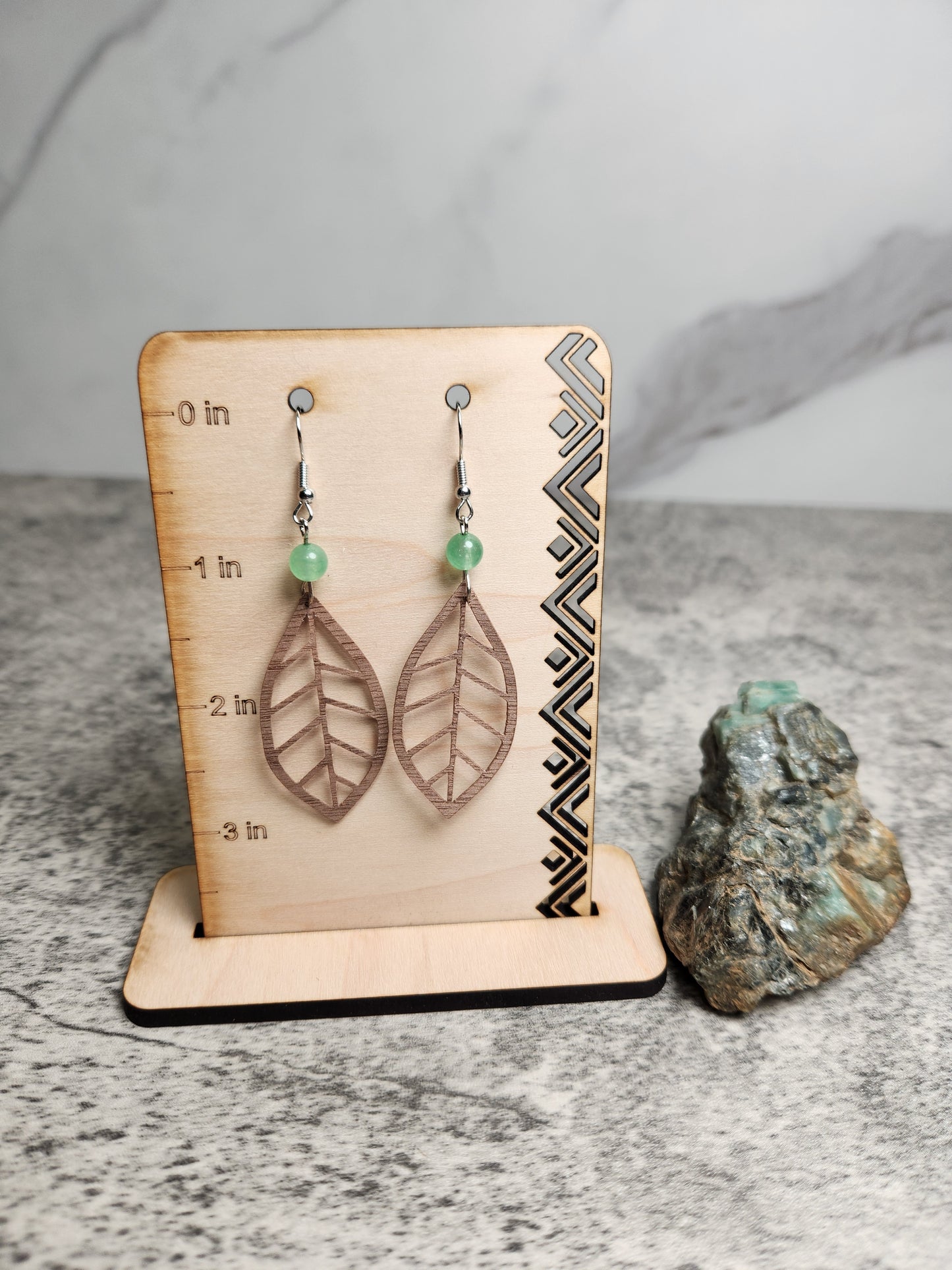 Wood Leaf Earrings