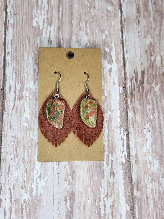 Faux Leather and Stone Earrings 1