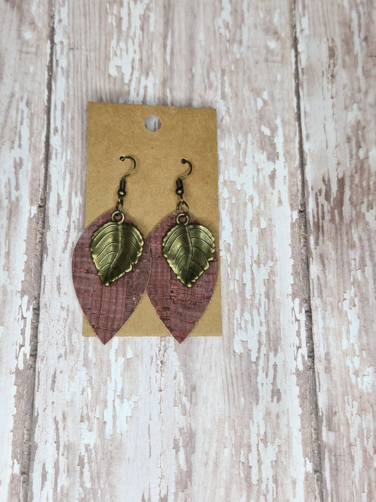 Faux Leather and Metal Leaf Earrings 9