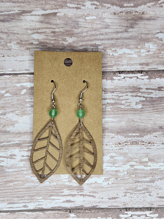 Wood Leaf Earrings 1