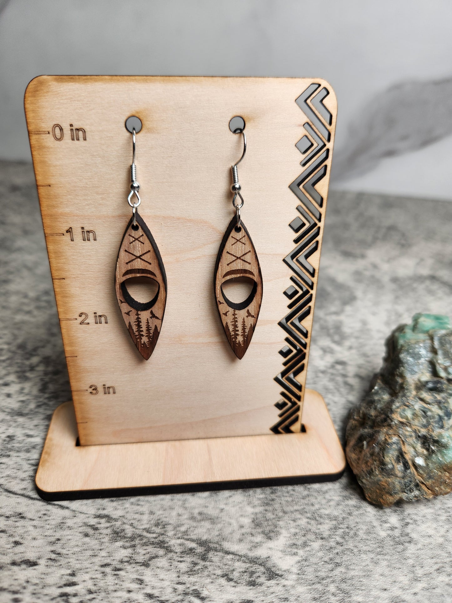 Wood Kayak Earrings