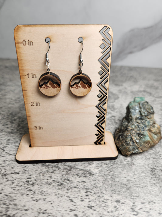 Round Wood Mountain Earrings